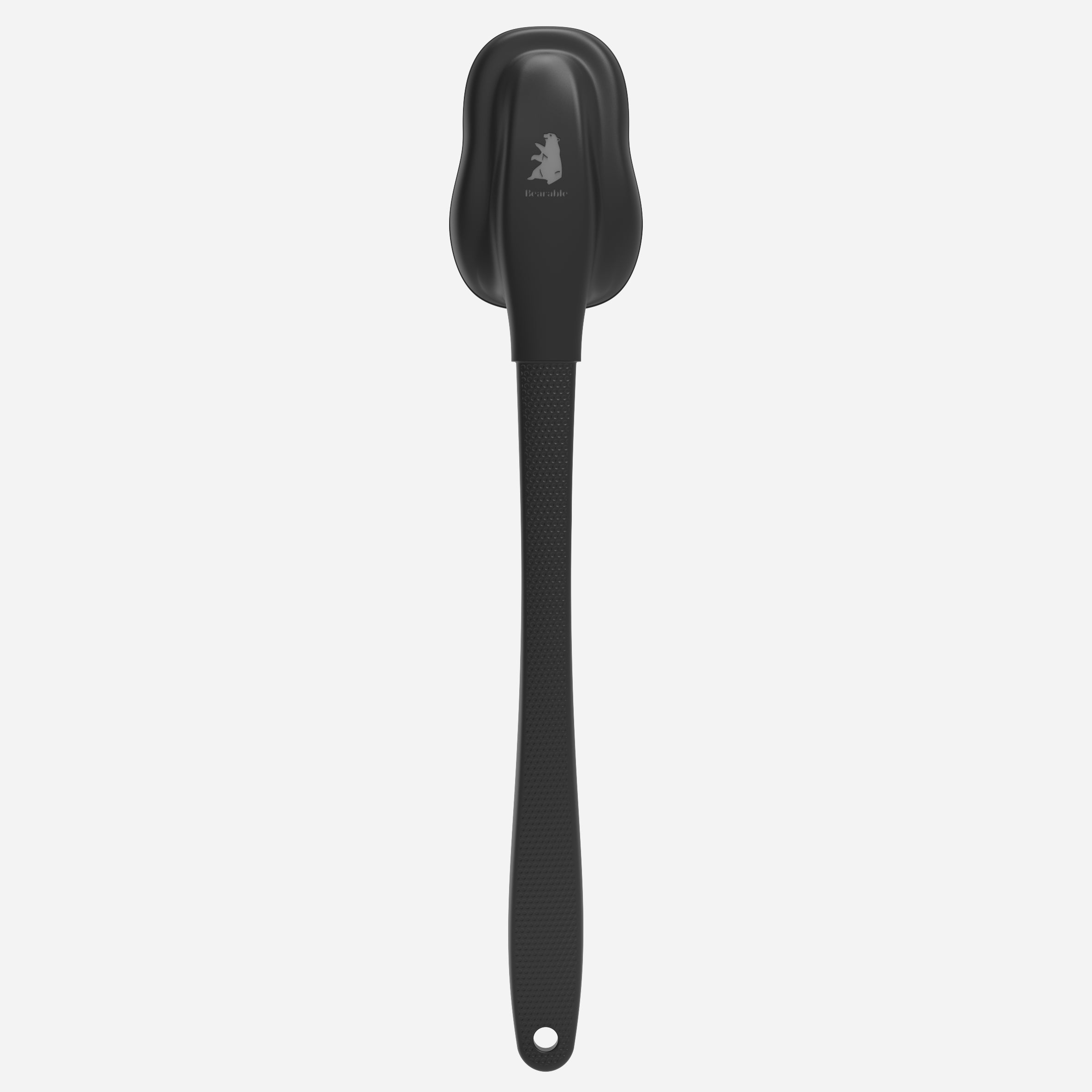 A black brush with a long handle is ideal for scratching and also serves as an effective back scratcher.